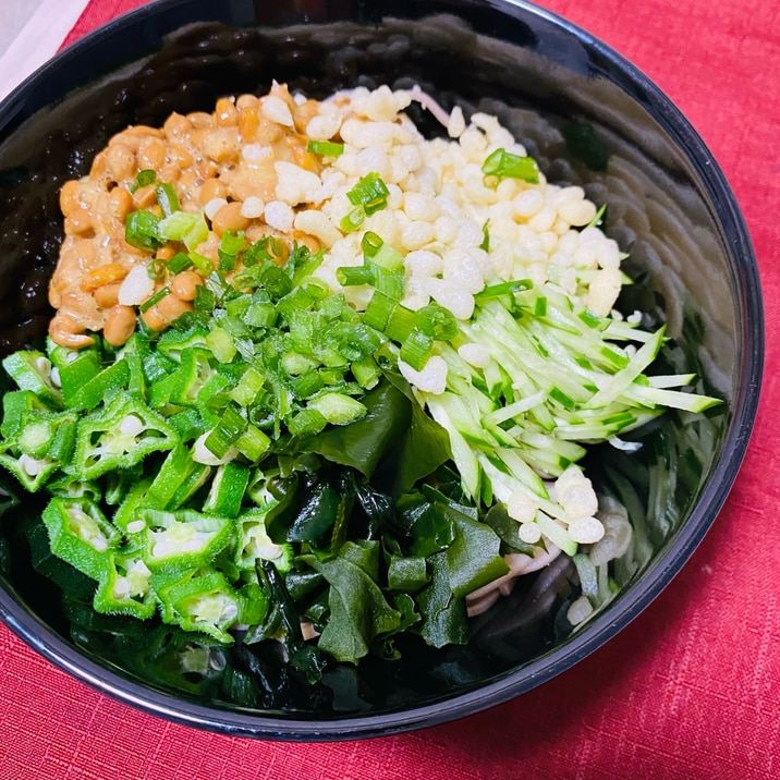 夏に最高!!ネバネバ冷やしたぬき蕎麦